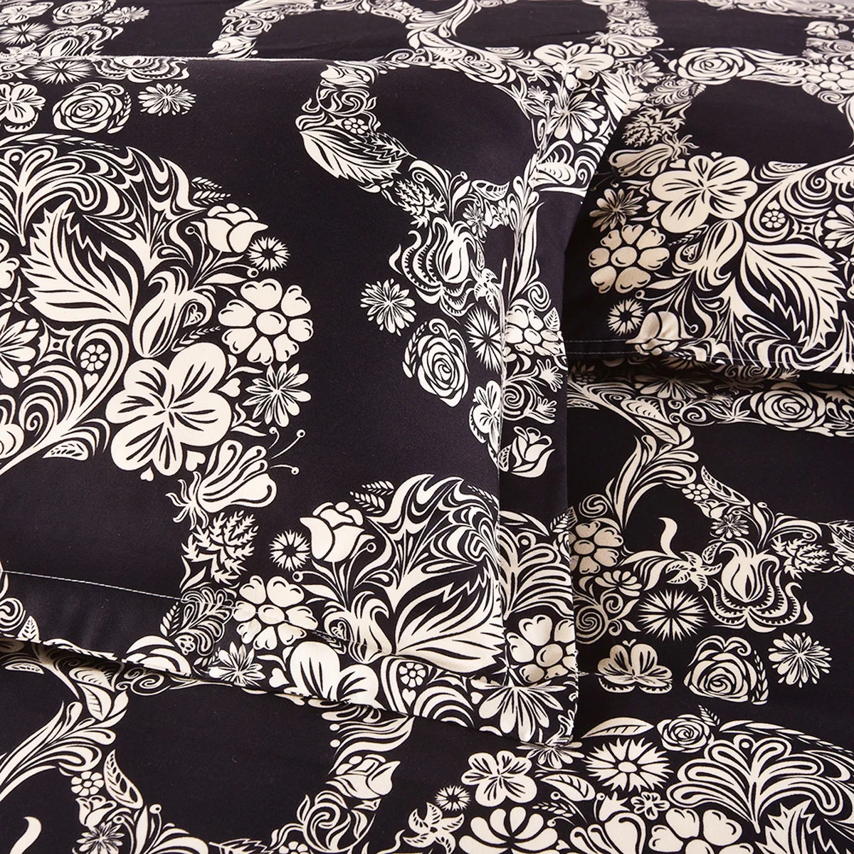 2/комплект из 3 предметов с изображением черепа Постельное белье Черный и белый