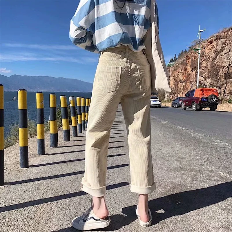 OMIKRON High Quality Corduroy Harem Pants Women New Solid Colors Thick Autumn Winter Casual Trousers Pantalon Femme Taille Haute