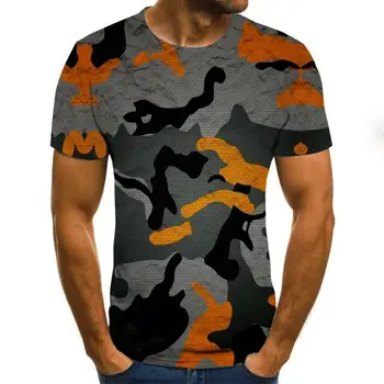 

2020 summer Europe and America 3d color outline art digital printing top round neck short sleeve unisex