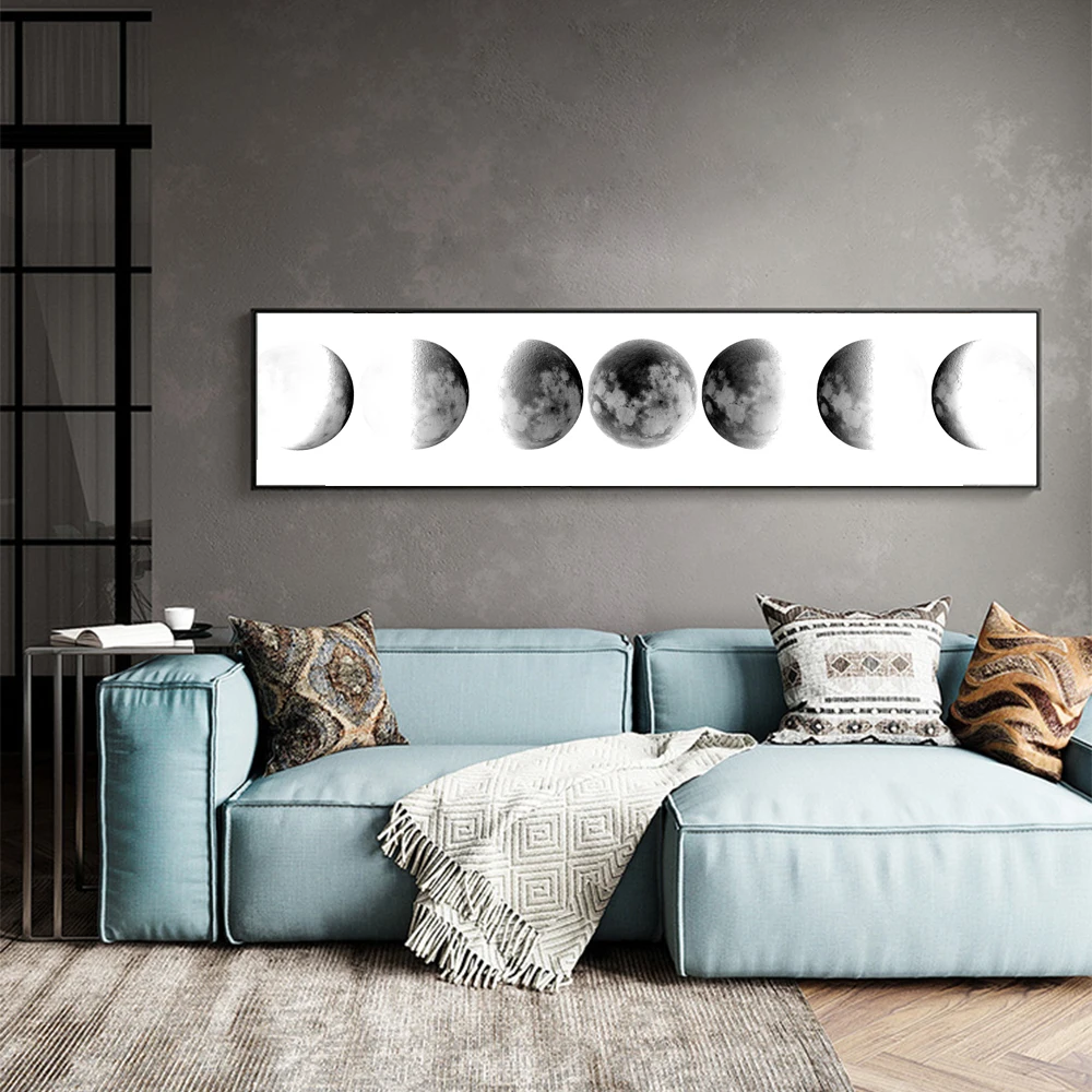 Фаза Луны Черный Белый постер Холст Искусство принты скандинавские стены искусство абстрактная картина Настенная картина для гостиной домашний декор