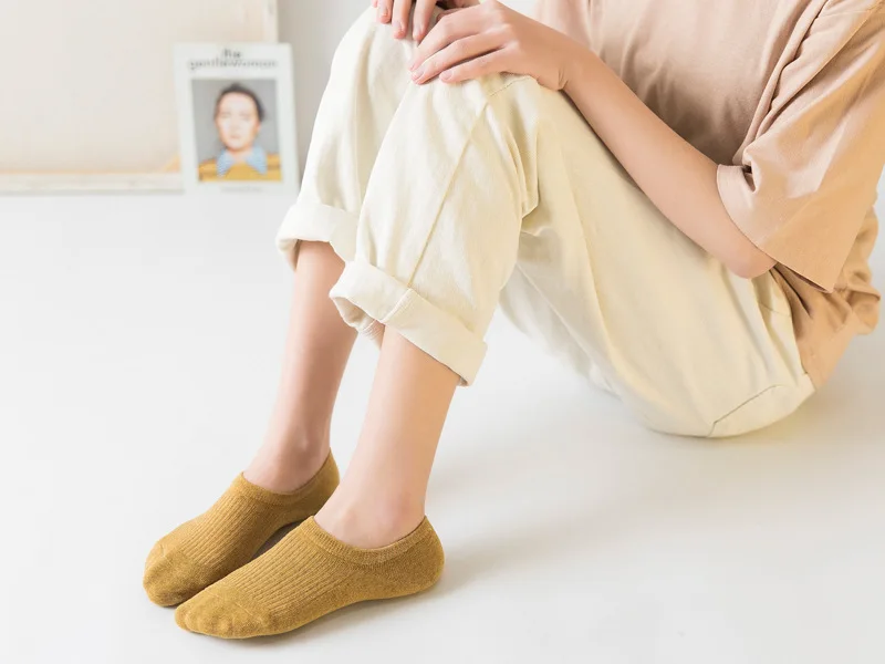 5 Pairs Woman Silicone Non-slip Invisible Socks Summer  Cotton Ankle Solid Color Boat Women's Slippers 35-40EUR Short Socks Lot
