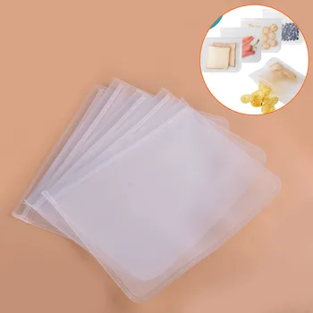 

5Pcs PEVA Translucent Reusable Sandwich Bags Sealing Ziplock Multipurpose Snack Set BPA Free Storing Food Snacks Washable