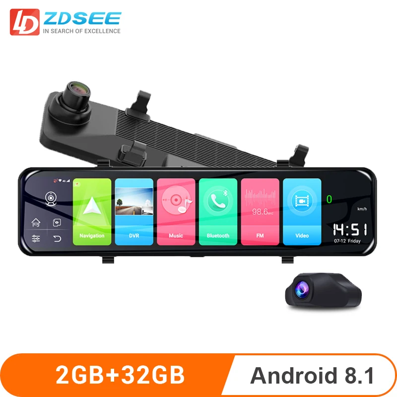 LDZDSEE 4G ADAS Автомобильный видеорегистратор Камера Зеркало 2G + 32G FHD 1080P Android 8 1 gps wifi