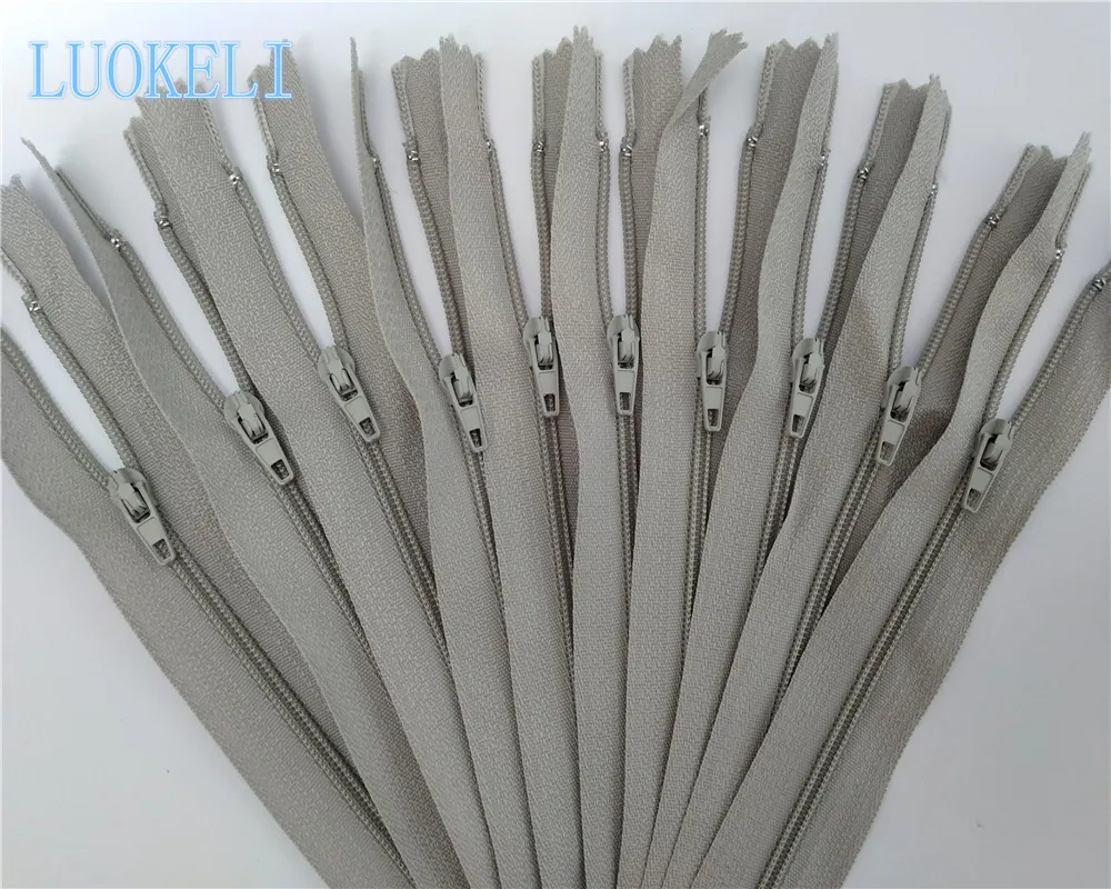 Beige 10 шт 3# закрытые нейлоновые катушки молнии(14 дюймов) 35 см портной процесс шитья многоцветные опционально - Цвет: Beige