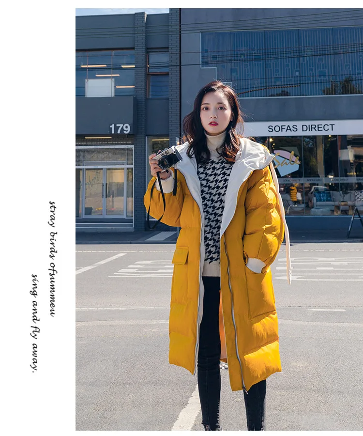 Cotton Coat Women's Mid-length New Style Korean-style Students Loose-Fit BF down Coat INS Thick over-the-Knee Cotton-padded