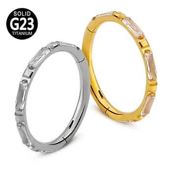 

G23 Titanium Zircon Hinged Segment Nose Ring Hoop Nipple Clicker Ear Septum Cartilage Tragus Helix Lip Piercing Body Jewelry