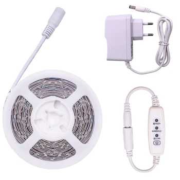 

5M LED 2835 Strip Light With Power Adapter Light Ribbon For Mirror TV Background Party Home Decoration With EU Plug (White)