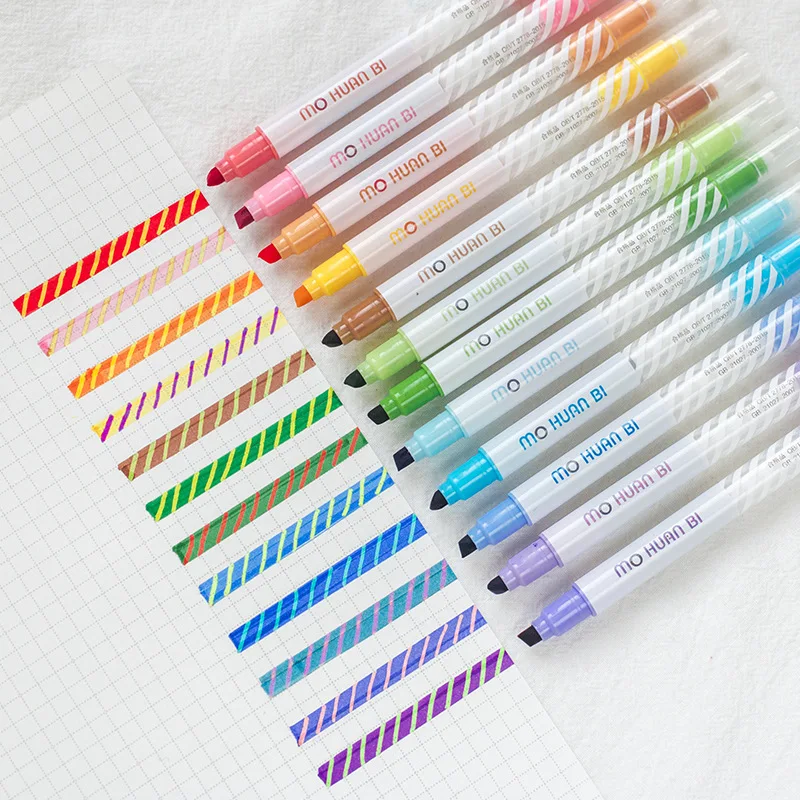 

2 Head Pen Creative Pen Highlighter Cover Drawing Change Color Cute Pen Student Diy Christmas Card Stationery School Supply