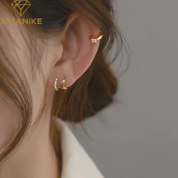

XIYANIKE 925 Sterling Silver Trendy Korean V-shaped Four-leaf Llower Small Earrings Exquisite Sexy Temperament Elegant Cерьга
