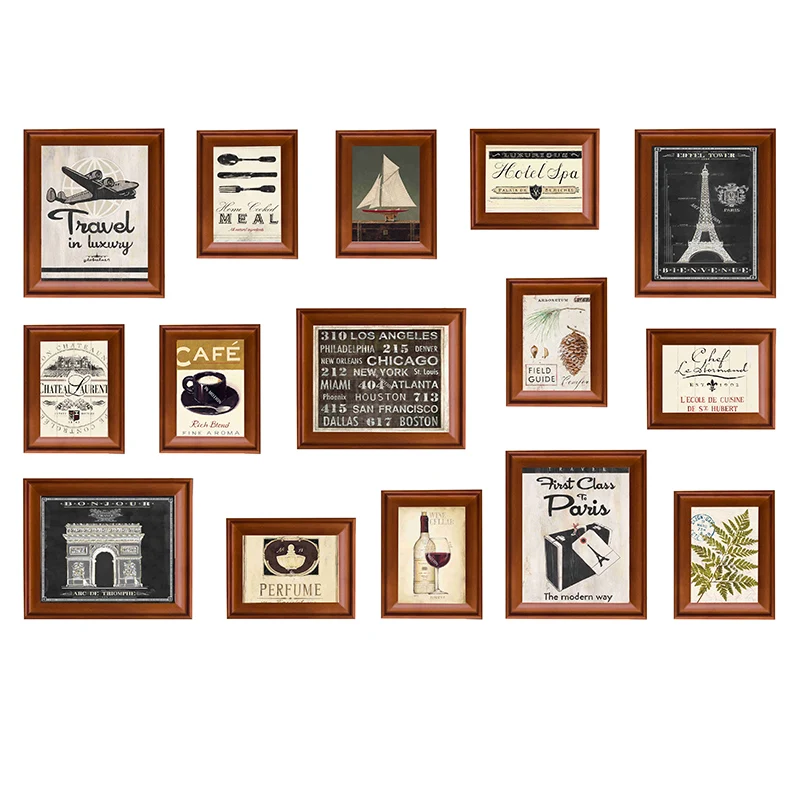 

Rectangle American Style Hanging Photo Frame For Wall Decor Study Picture Frame 15Pieces Creative Photo Album Frames foto lijst