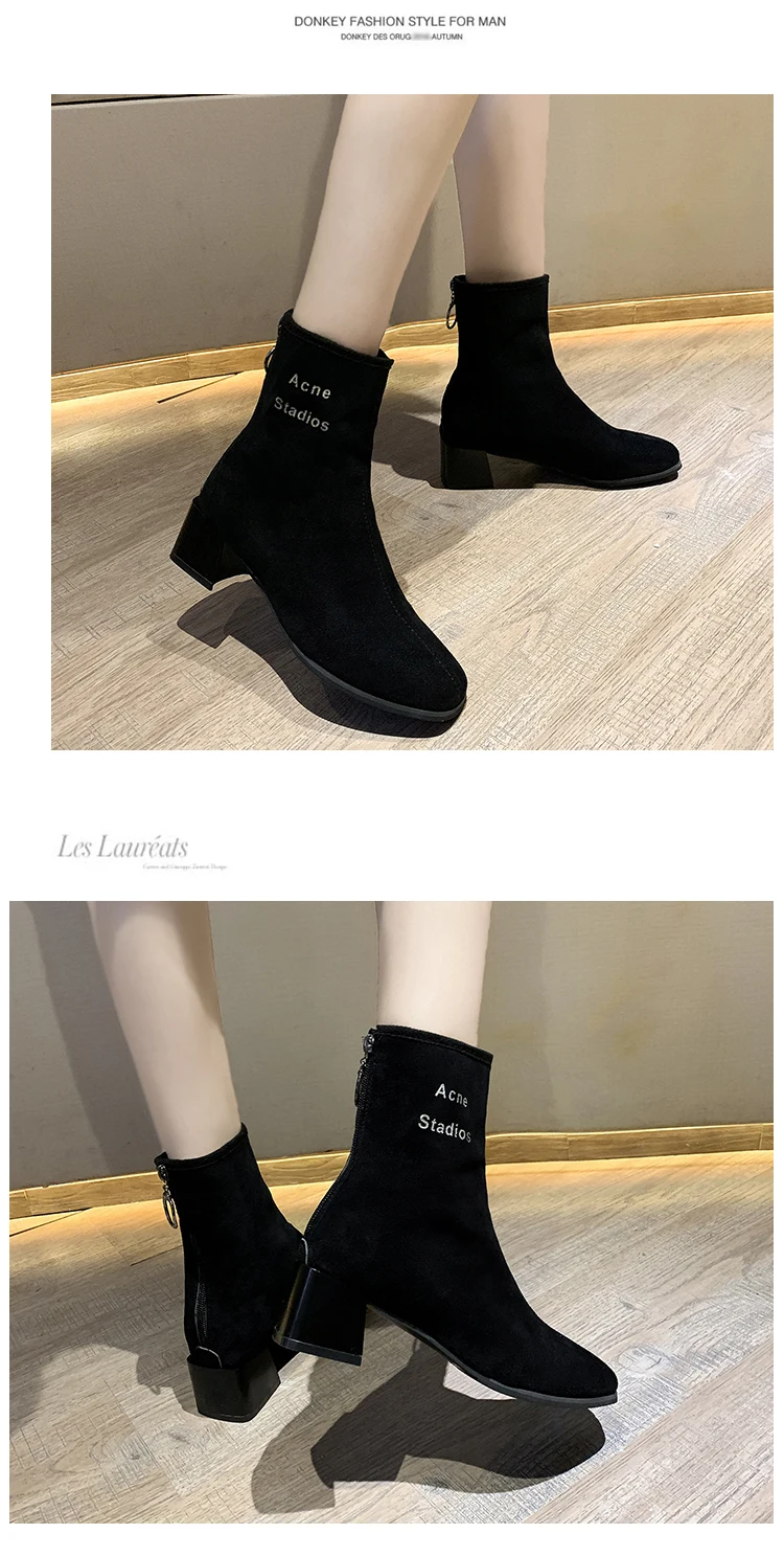 Bootee/Женская обувь г. Женские ботинки до середины икры ботильоны на низком каблуке с круглым носком роскошные дизайнерские женские ботинки на шнуровке, высокий каблук