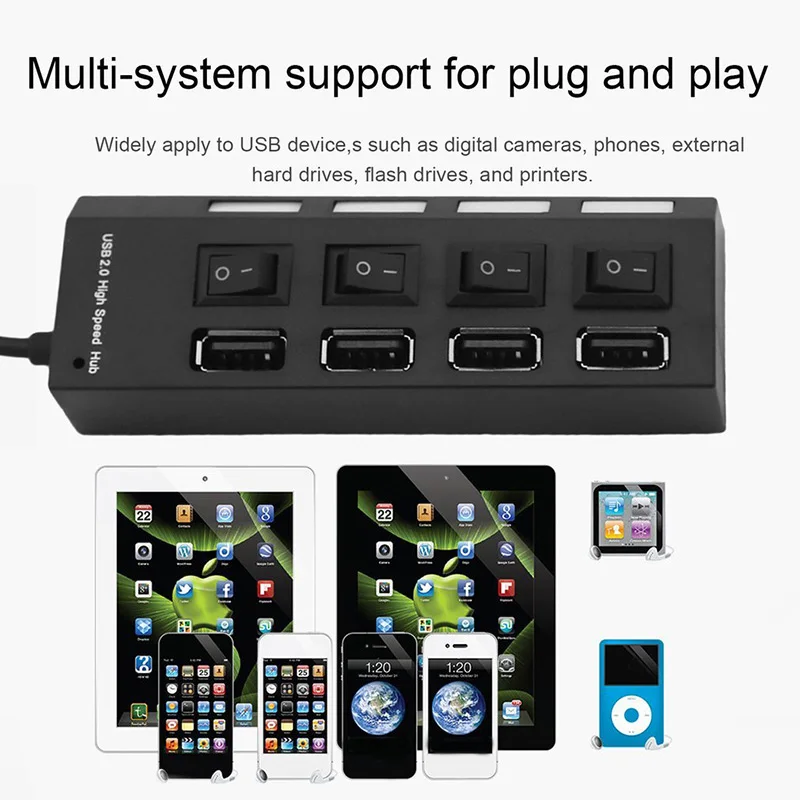 1*4 вспомогательное устройство для USB 2,0 адаптер разветвитель разъем высокая скорость 5 V/2000mA аксессуары