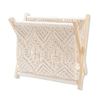 

Living Room Country Style Hand Woven Gift Bedroom Book Shelf Cotton Rope Storage Rack Space Saving Cute Magazine Organizer