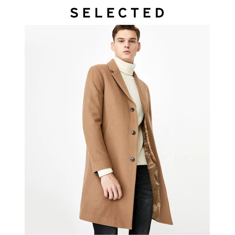 SELECTED Men's Woolen Blended Outwear Mid-length Wool Coat S|419427539 SELECTED Men's Woolen Blended Outwear Mid-length Wool Coat S|419427539