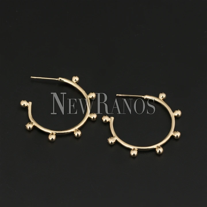 Newranos круглые серьги, обручи, бусины цвета шампанского, Золотые Большие круглые металлические серьги для женщин, модные ювелирные изделия EHF001284