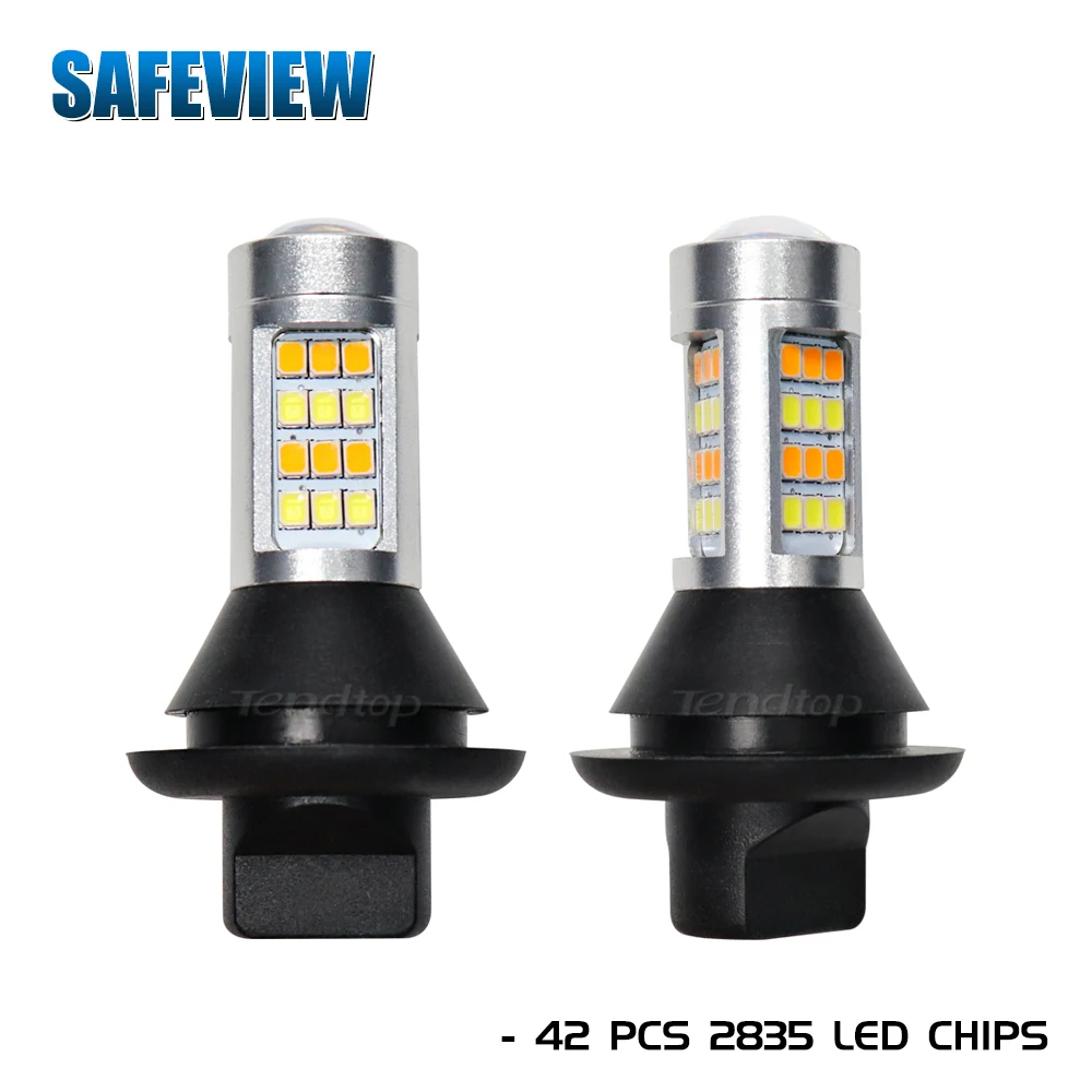 

2 шт. 2835 Светодиодный светильник белый янтарь 42 SMD лампа 1156 BA15S 1156 BAU15S T20 7440 W21W автомобильный сигнал поворота DRL без ошибок двухцветсветодиодный s