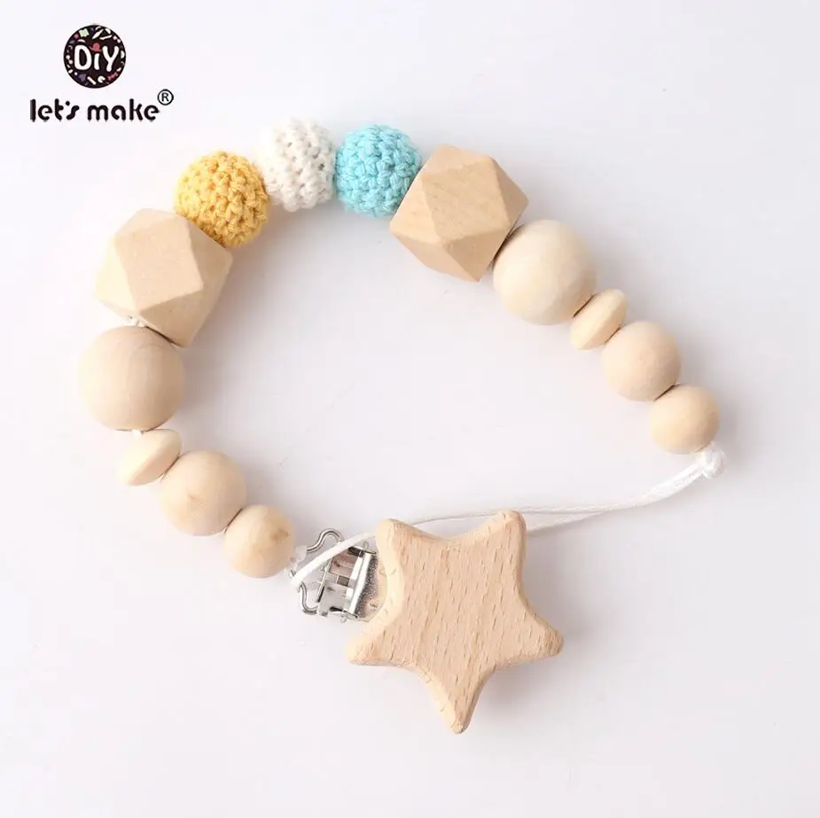 blue clip chain Давайте сделаем деревянную соску клипса цепь 1 шт. бук дерево Teethingl пустышка клипса ребенок прорезывание зубов шестигранные бусины Прорезыватель крючком держатель бусин - Цвет: blue clip chain