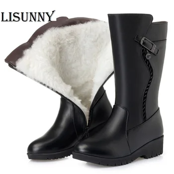 

2020 women long boots large size 41 42 43 women winter boots thick wool warm female snow boots