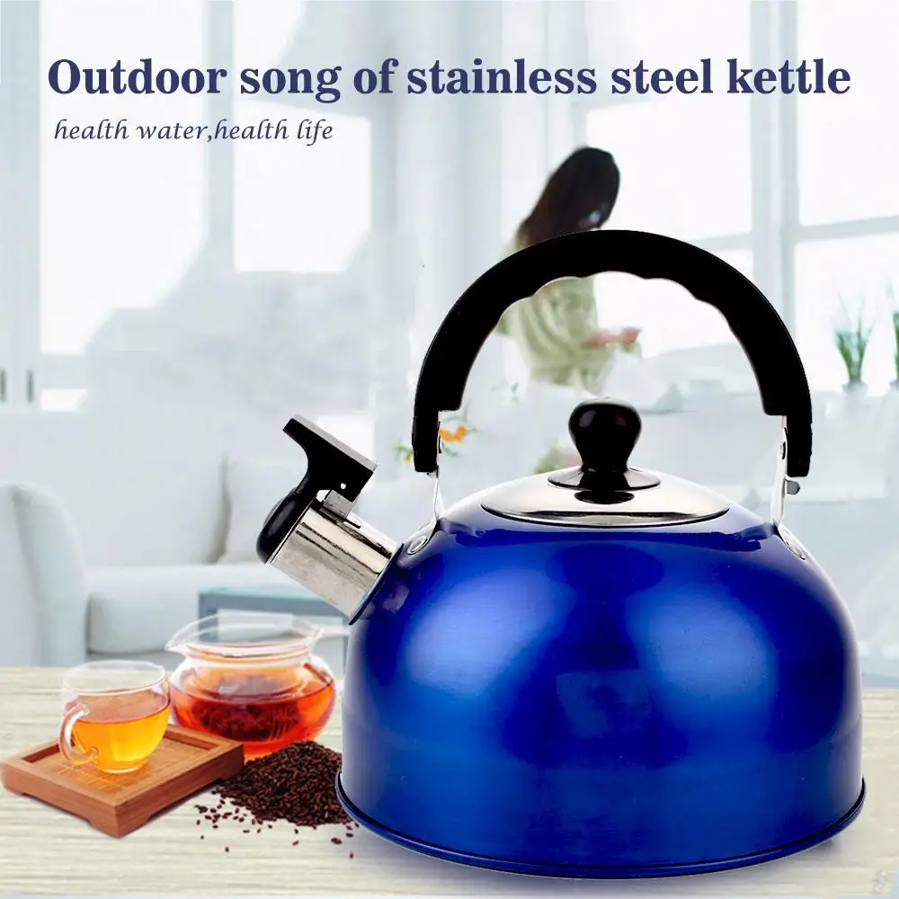 Outdoor Camping Kettle Stainless Steel Kettle Whistling 2.3L Whistling