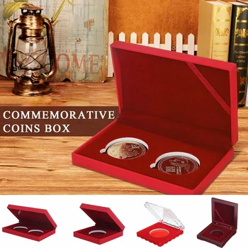 

Commemorative Coins Box Wood/Plastic Material Collection Souvenir-Art Coin Box For Gift 4 Types Options Protective Holder