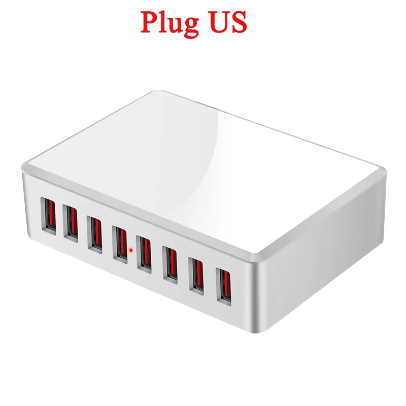 США 40 Вт Быстрое зарядное устройство для телефона 8 usb портов Интеллектуальный портативный телефон настольный дорожный адаптер 5 в 2.4A Зарядка для смартфона планшета - Тип штекера: США