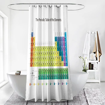 

Table of Elements Shower Curtain Bathroom Polyester Waterproof Children Bathing Screen with Hooks White Bath Products Home Decor