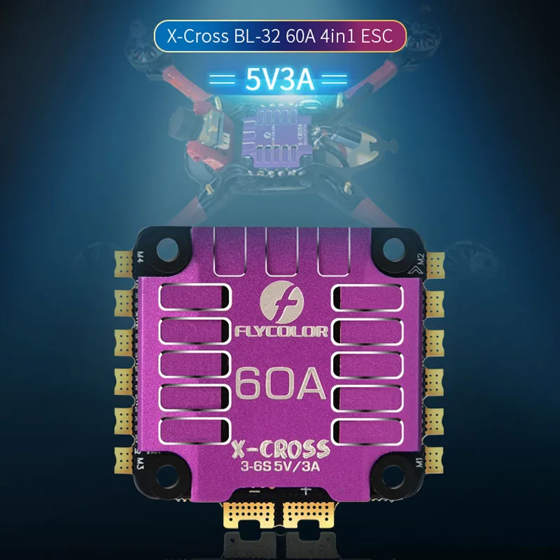 1pcs RC Quadcopter Racing Drone ESC X-cross 4 in 1 60A 3-6S Electronic Speed Control Board with 5V 3A BEC