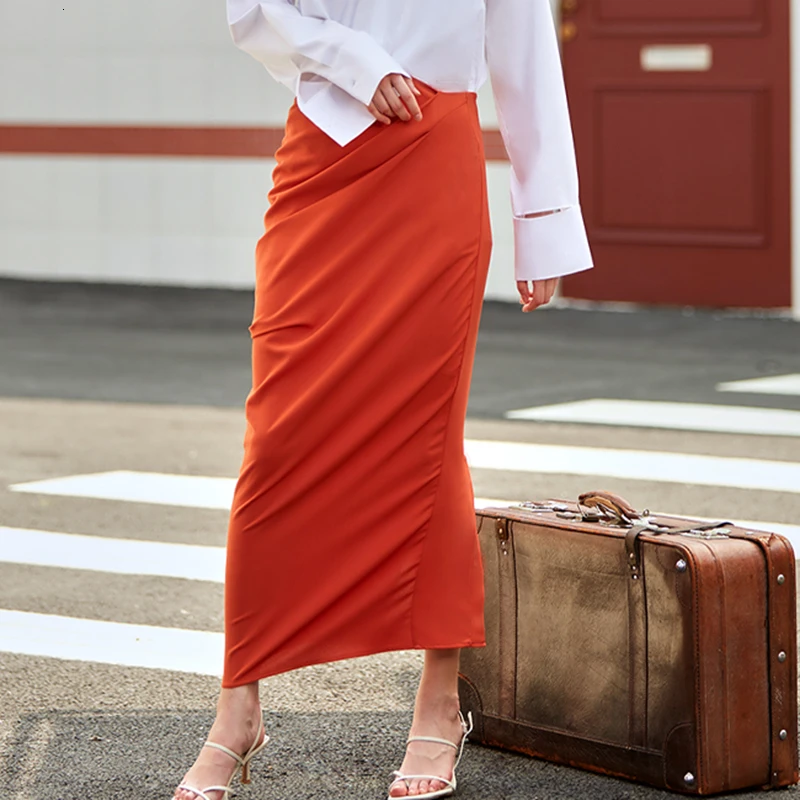 TWOTWINSTYLE асимметричные юбки с рюшами, Женская Осенняя юбка с высокой талией и разрезом сбоку для женщин, модная одежда