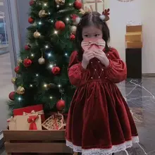 Рождественское платье для девочек; модное и теплое От 2 до 12 лет для улицы