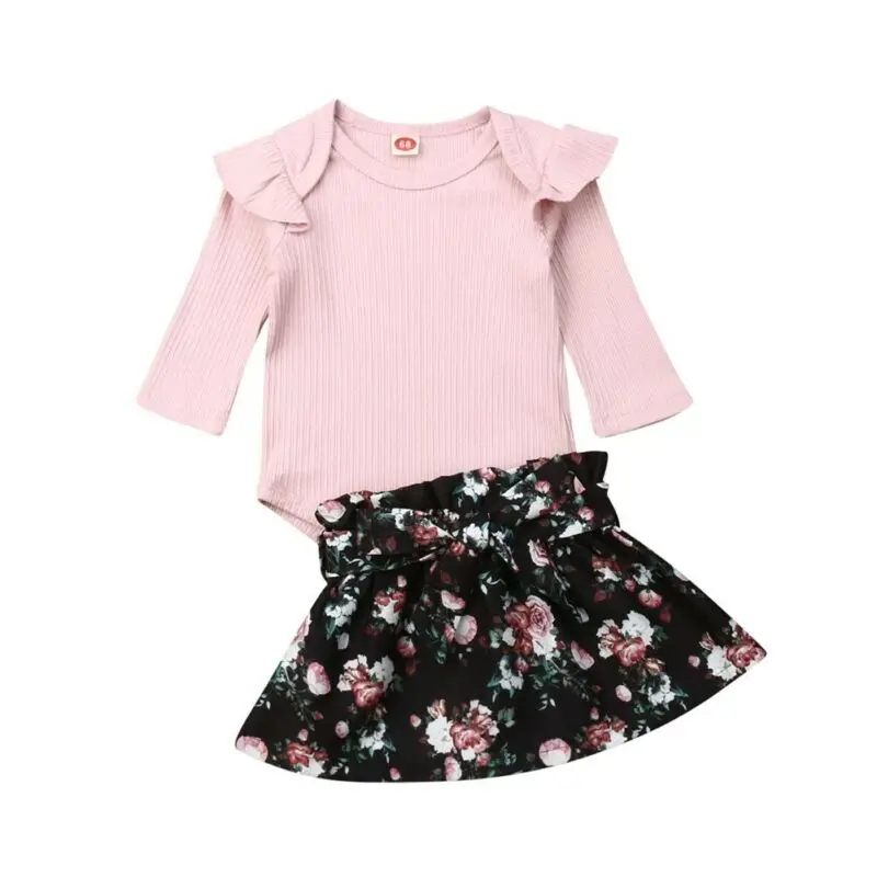 Baby Mädchen Kleid Mit Bienenmuster - Langarm Rüschenkleid Mit Tutu Rock