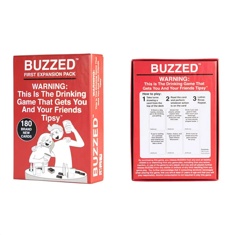 Buzzed board games Zumbado- this is the drinking game that makes you and your drunk friends! Board game card - Цвет: red