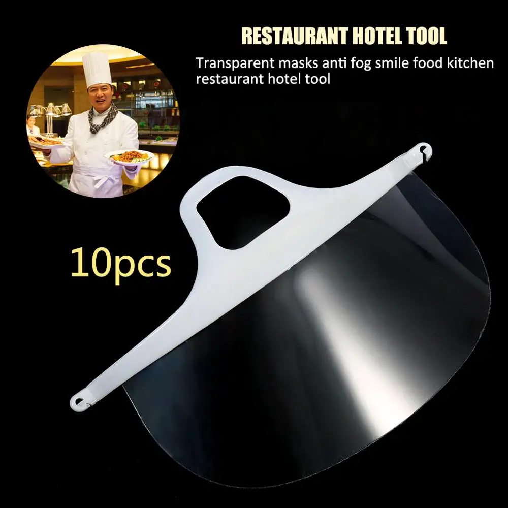 

10pcs/set Durable Use Hotel Kitchen Transparent Catering Mask Anti-Fog Plastic Kitchen Restaurant Food Smile Mouth Masks