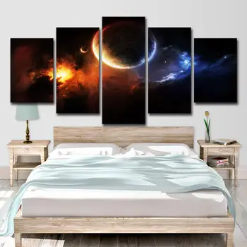 

Unframed Wall Pentagram Art Hanging Painting Space Planet Home Decoration Canvas Painting Designed For Home