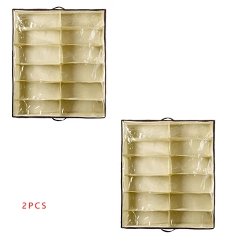 

2PCS/Set 12 Grids Under Bed Shoe Organizer for Kids Adults Shoes Closet Storage Organizer Box