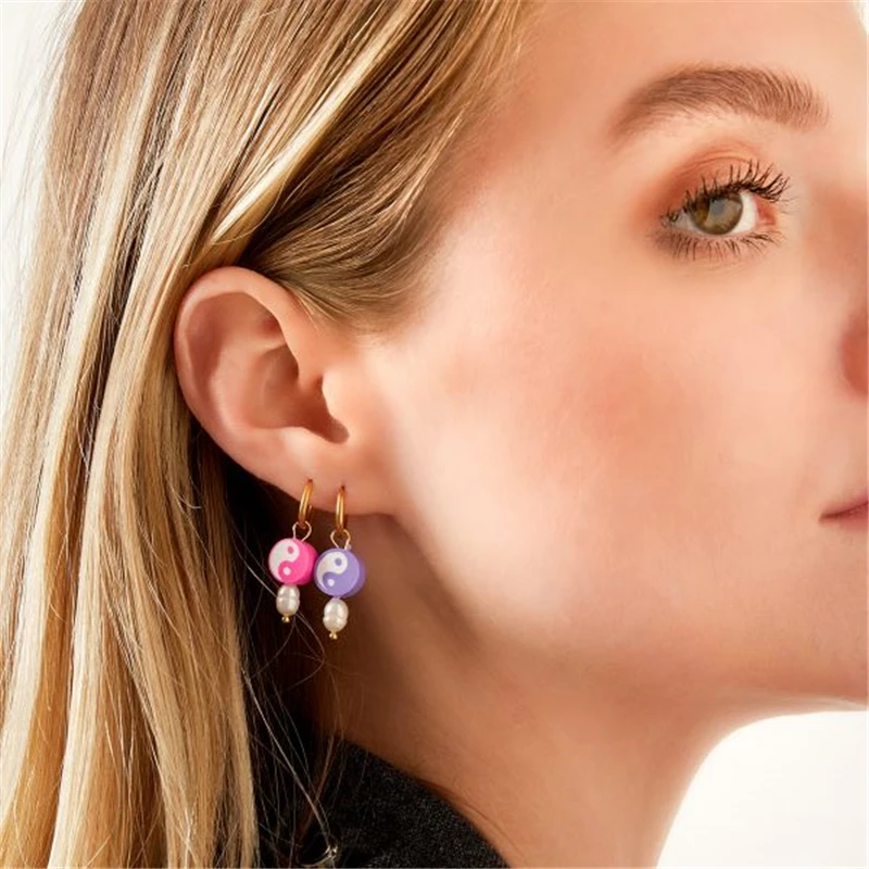 Cute Womens Ladies Candy Color Pink Yellow Round Beads Dangle Drop Hook Earrings Cute Womens Ladies Candy Color Pink Yellow Round Beads Dangle Drop Hook Earrings