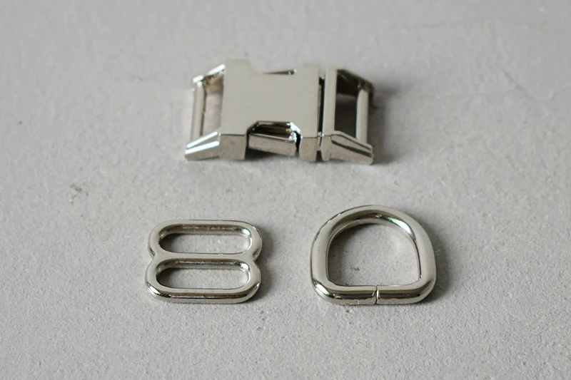 1 set plated metal buckle 15mm webbing D rings for bag dog pet collar DIY sewing accessories adjustment buckle sliders snap hook