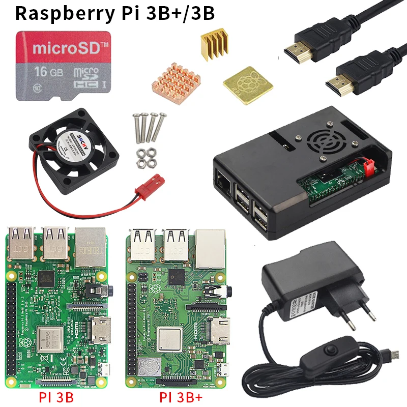 Raspberry Pi 3 Model B или Plus плата + чехол ABS блок питания Mini PC 3B/3B с WiFi и Bluetooth|raspberry pi|pi 3raspberry
