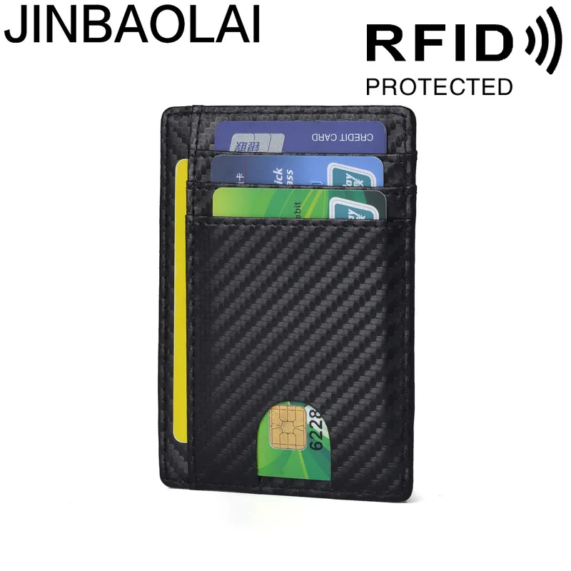 

Antimagnetic Leather Card Holder RFID Business Card Holder Bank Gift Card Holder Leather Goods Custom Carbon Fiber Card Holder