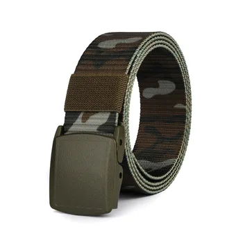 

2019103 unisex travel Prevent allergy non metal polyformaldehyde belt no need airport take off 125cm camo REAL nylon belt