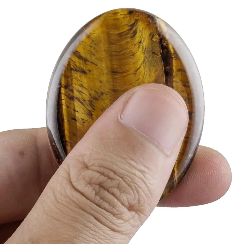 

TUMBEELLUWA Natural Tiger's Eye Stone Thumb Worry Stone Healing Reiki Crystal Pocket Palm Stone for Anxiety,Chakra Meditation
