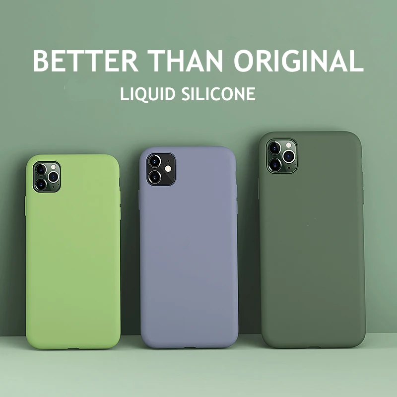 best iphone 11 Pro Max case Liquid Silicone Original Case For iPhone 11 Pro Max XS 6 6S 7 8 Plus X XR Candy Cover i Phone 5 5S SE 4S 4 Soft Skin Green Funda iphone 11 Pro Max  silicone case