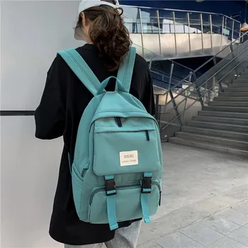 

Fashion Women's Outdoor Solid Color Nylon Multi-Function Backpack Shoulder Bag Female Ladies School Backpack For Teenager