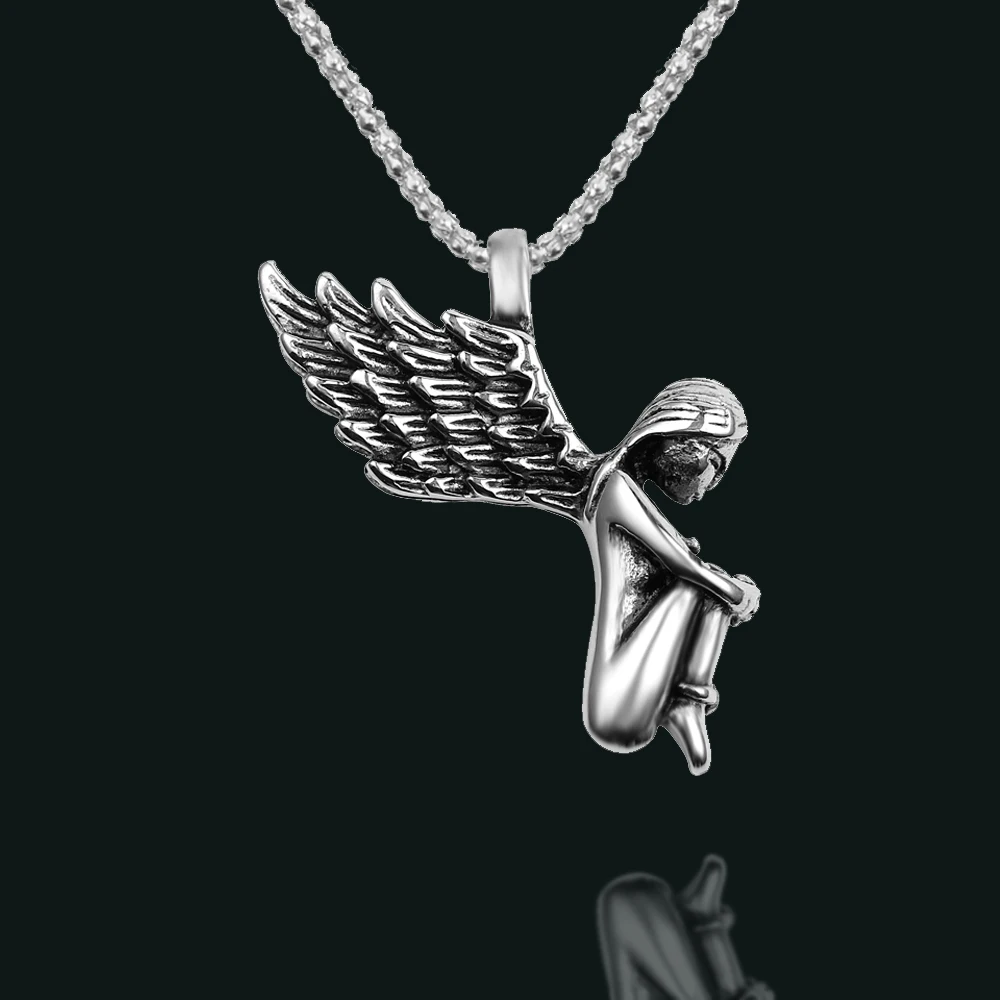 Mens Tone Long Wings Angel Girl Cherub Pendant Necklace for Woman Jewelry | Украшения и аксессуары