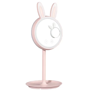

Rabbit Makeup Mirror with Three Lights Luminous Lamp Charging Led Makeup Table Lamp Bedroom Bedside Bathroom Mirror Front Light