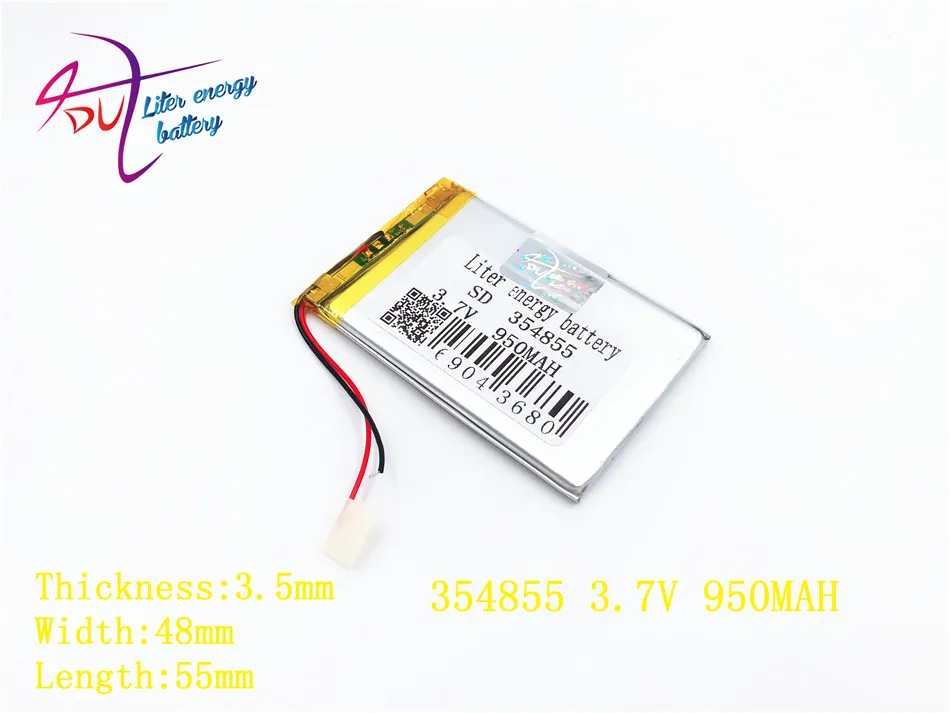 

best battery brand Size 354855 3.7V 950mah 355055 Lithium Tablet polymer with Protection Board For MP4 MP5 GPS