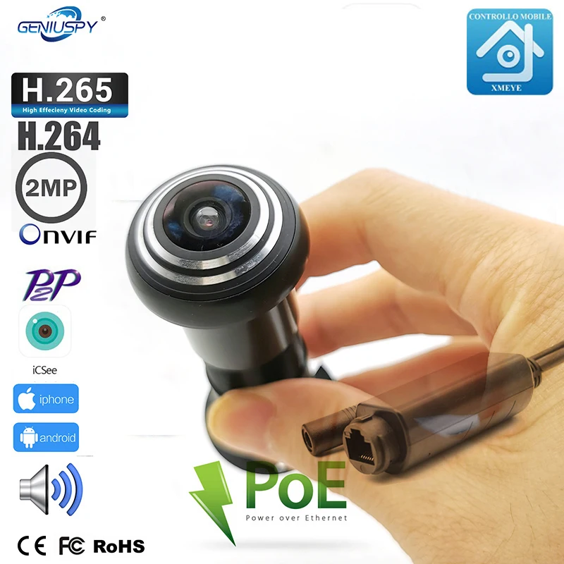 PROD 4001119033674 HD 1080P Fisheye Peephole POE IP Camera Mini Door
Eye Hole Camera P2P Network Surveillance Ipc Webcam Security XMEYE ICSEE