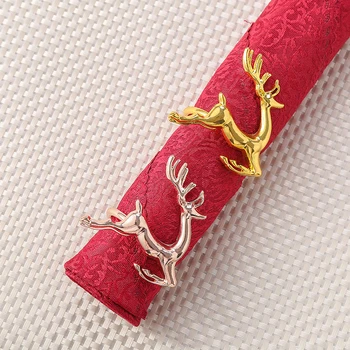 

New 40 * 50MM Alloy Napkin Ring, Christmas Deer Embellishment DIY Table Wedding Banquet Decoration Party Creation