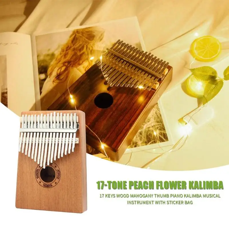 17 клавиш Kalimba дерево красное дерево большой палец Пианино музыкальный инструмент с тюнинг молоток тканевая наклейка Сумка