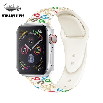 

alphabet printed silicone band for iwatch series 1 2 3 4 5 38/40mm leopard band for apple strap 42/44mm watchband strap bracelet
