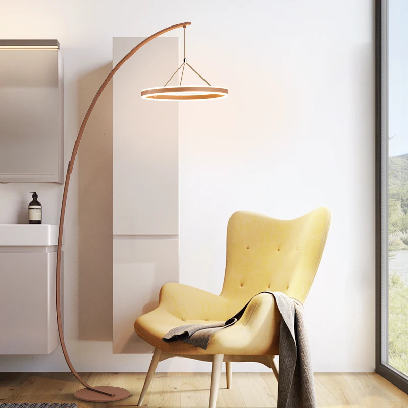 Nordic LED living room standing lighting Modern floor lights Acrylic home illumination Wooden deco fixtures bedroom floor lamps